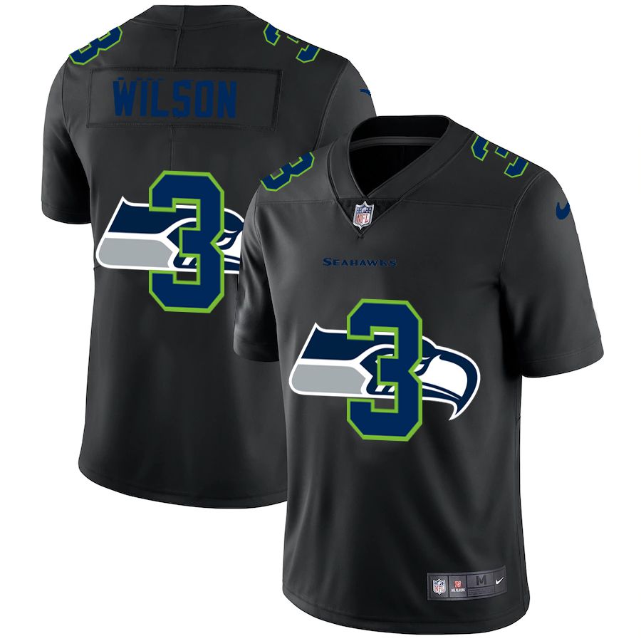 Men Seattle Seahawks 3 Wilson Black shadow Nike NFL Jersey